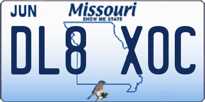 MO license plate DL8X0C