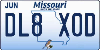 MO license plate DL8X0D