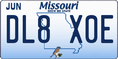 MO license plate DL8X0E