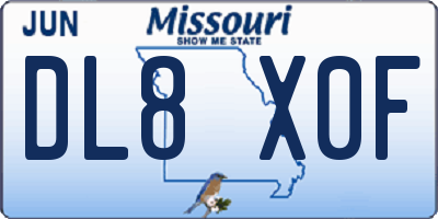MO license plate DL8X0F