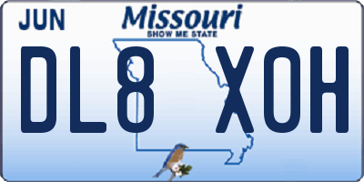 MO license plate DL8X0H