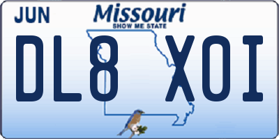 MO license plate DL8X0I