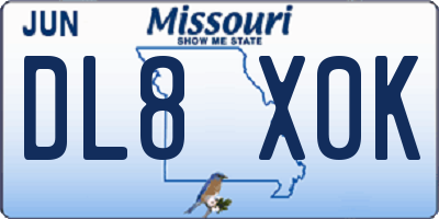 MO license plate DL8X0K