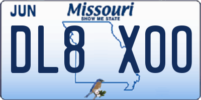MO license plate DL8X0O