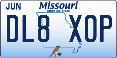 MO license plate DL8X0P