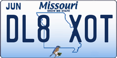 MO license plate DL8X0T