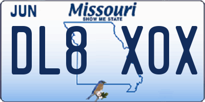 MO license plate DL8X0X
