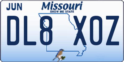 MO license plate DL8X0Z