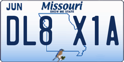 MO license plate DL8X1A