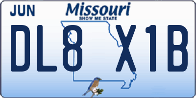 MO license plate DL8X1B