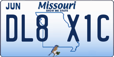 MO license plate DL8X1C