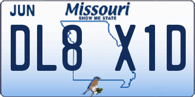 MO license plate DL8X1D