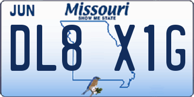 MO license plate DL8X1G