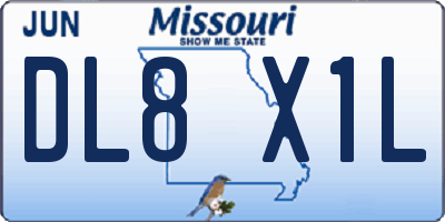 MO license plate DL8X1L