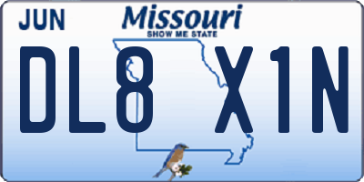 MO license plate DL8X1N