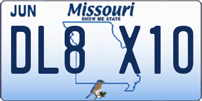 MO license plate DL8X1O