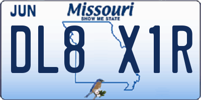 MO license plate DL8X1R