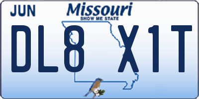 MO license plate DL8X1T