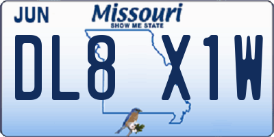 MO license plate DL8X1W