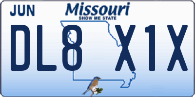MO license plate DL8X1X