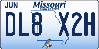 MO license plate DL8X2H