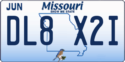 MO license plate DL8X2I