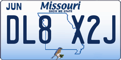 MO license plate DL8X2J