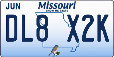 MO license plate DL8X2K