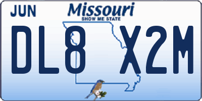 MO license plate DL8X2M