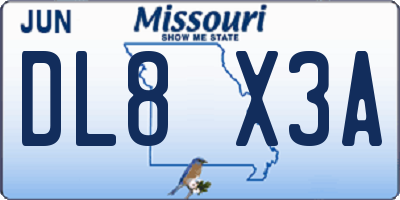 MO license plate DL8X3A