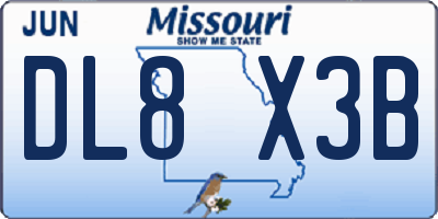 MO license plate DL8X3B