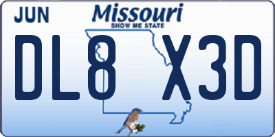 MO license plate DL8X3D