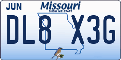 MO license plate DL8X3G