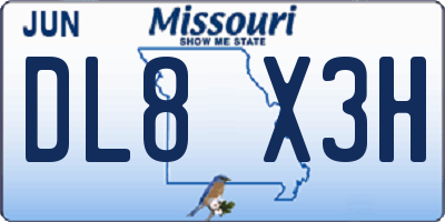 MO license plate DL8X3H