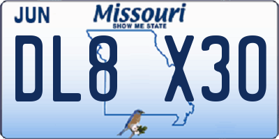 MO license plate DL8X3O