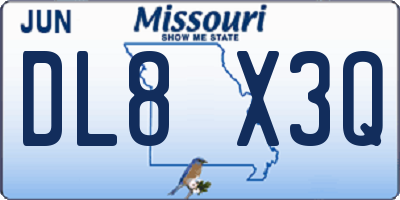 MO license plate DL8X3Q