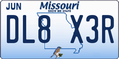 MO license plate DL8X3R