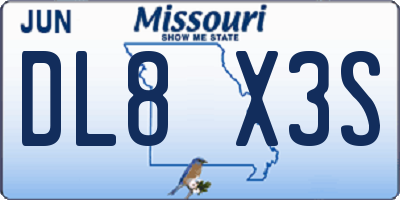 MO license plate DL8X3S