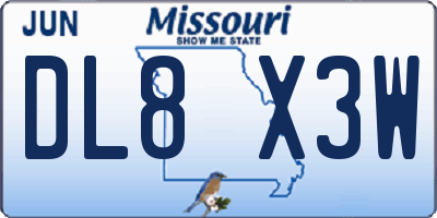 MO license plate DL8X3W