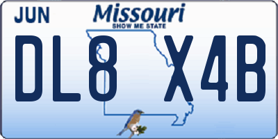 MO license plate DL8X4B