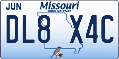 MO license plate DL8X4C