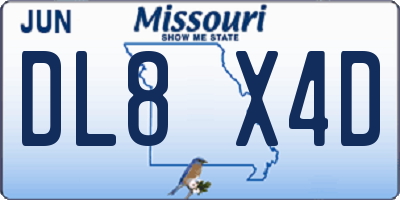MO license plate DL8X4D