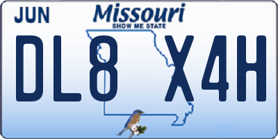 MO license plate DL8X4H