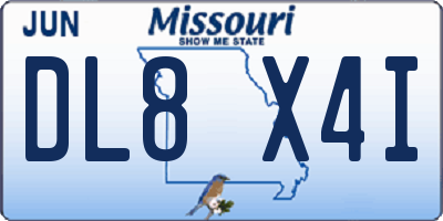 MO license plate DL8X4I