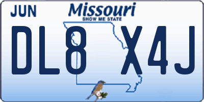 MO license plate DL8X4J