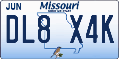 MO license plate DL8X4K
