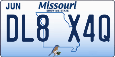 MO license plate DL8X4Q