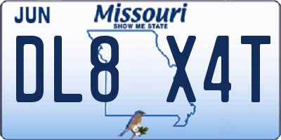 MO license plate DL8X4T