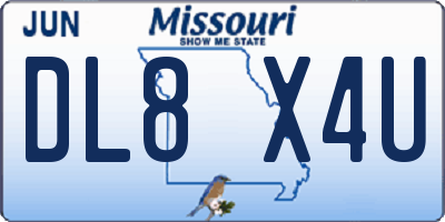 MO license plate DL8X4U