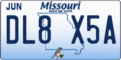 MO license plate DL8X5A